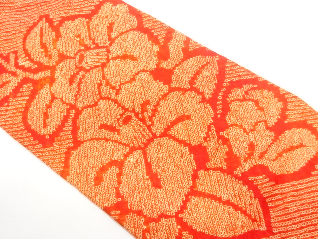 アンティーク着物 ] - 名古屋帯 アンティーク 本総絞り椿模様名古屋帯